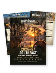 Hunt One More 2026–27 Southeast Hunting Season Guide printable PDF cover with wall poster and Arkansas state page