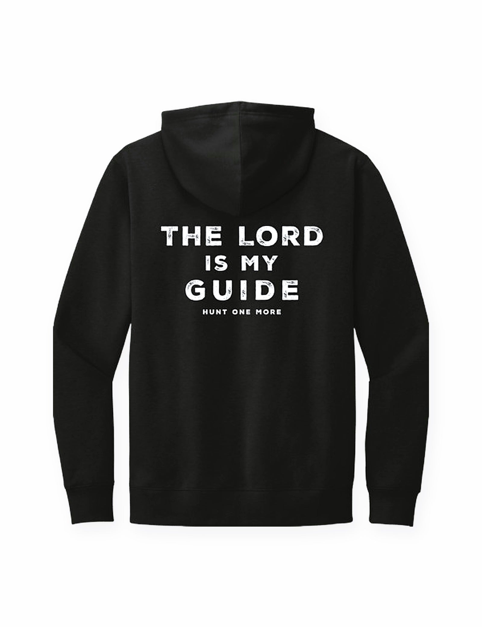 The Lord Is My Guide® black hoodie, back print – Hunt One More