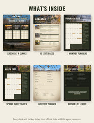 What's inside the Hunt One More season guide: seasons at a glance, state pages, monthly planners, turkey dates, trip planner and bucket list