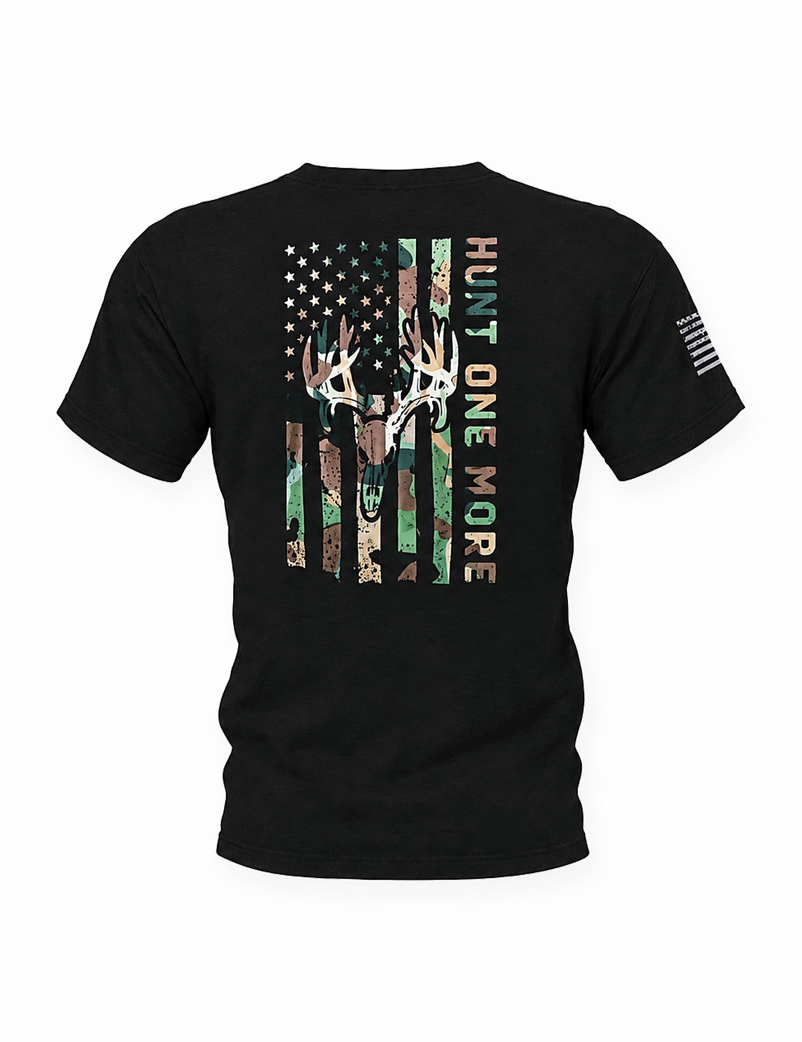Stripes and Antlers Camo black tee, back print – Hunt One More