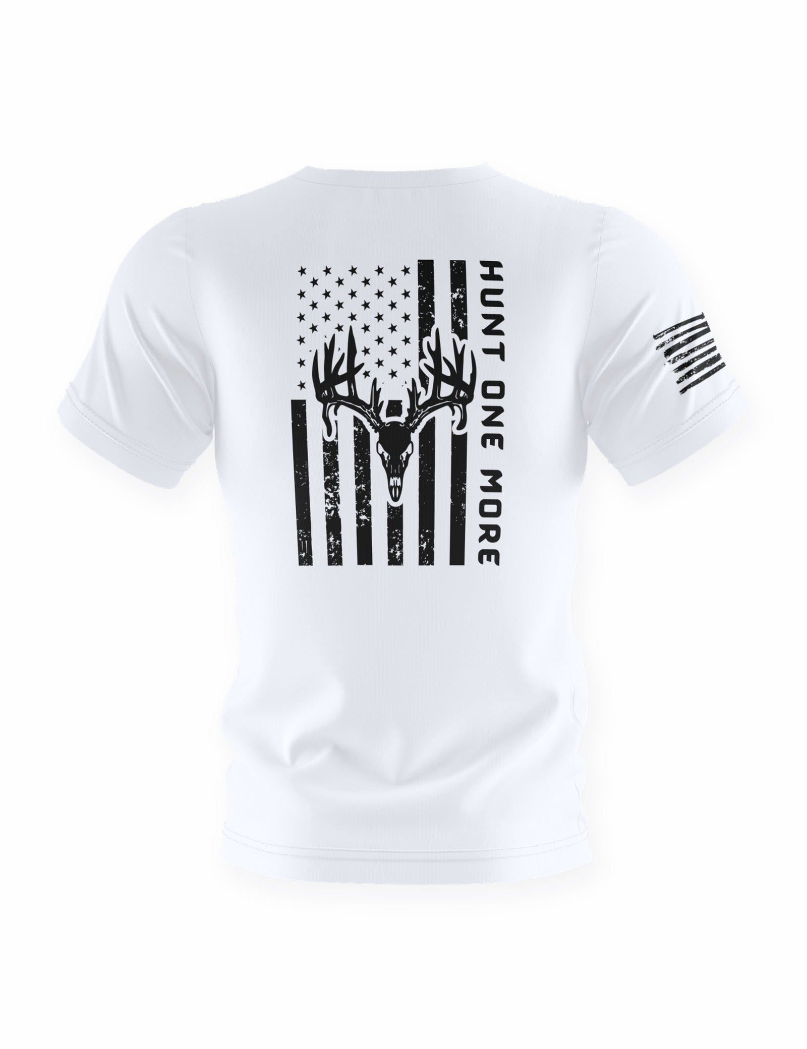 Stripes and Antlers white tee, back print – Hunt One More